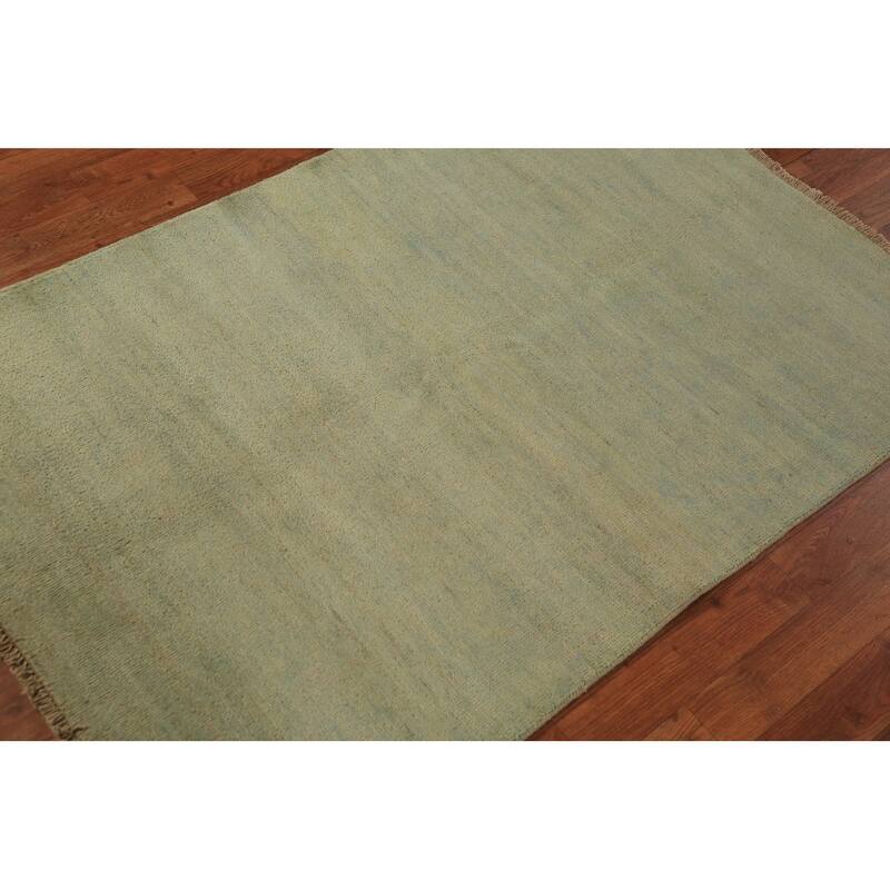 Gabbeh Modern Rug Handmade Solid Wool Carpet - 3'4" x 4'10"