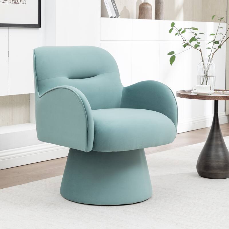 SEYNAR Modern Glam Velvet 360 Degree Swivel Armchair - Blue