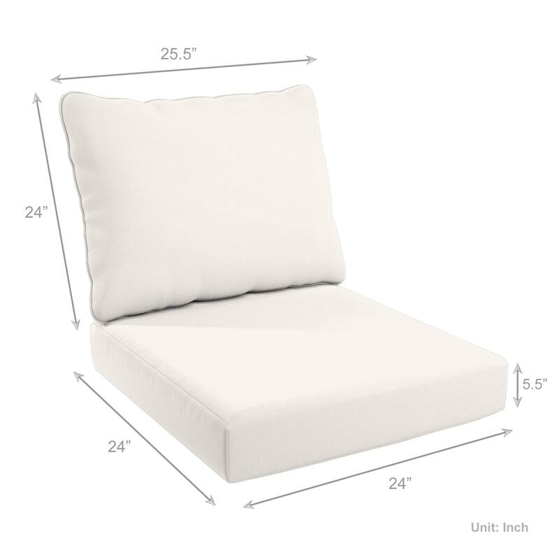 California Umbrella Outdoor Deep Seat Cushion Set, 24" x 48", 5.5" Thick Seat, Solstice Olefin Fabric