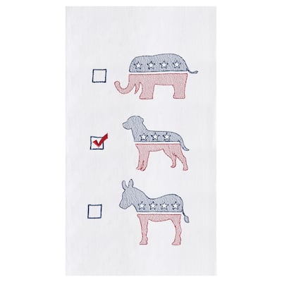 Dog Political Party Flour Sack Embroidered Cotton Kitchen Towel