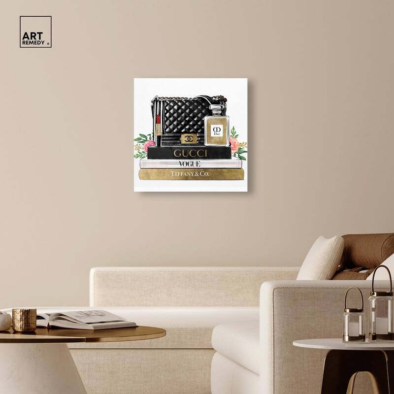 Luxury Paris Handbag and Books Canvas by Art Remedy, Gallery Wrapped
