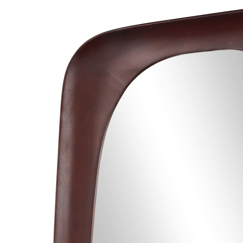 Wood Varnished Oval Wall Mirror - Dark Brown or Brown - Roche River Decor