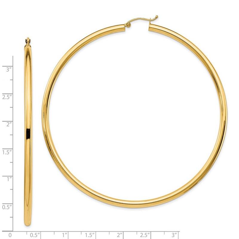 Curata 14k Yellow Gold Polished 81x3mm Hoop Earrings