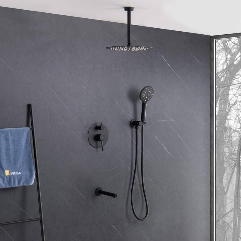 Pressure Balanced Ceiling Mounted 3-Function Shower System with Rough In Valve