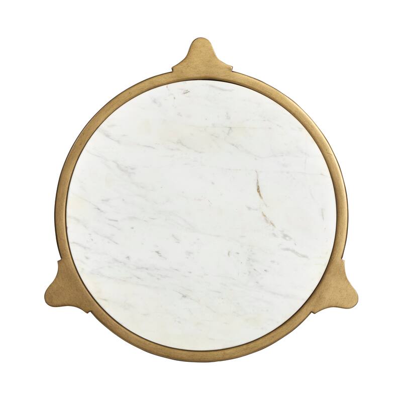 Magnussen Home Cassidy Aged Brass and Volakas Classic Round Accent Table - 19.88''W x 19.63''D x 24''H