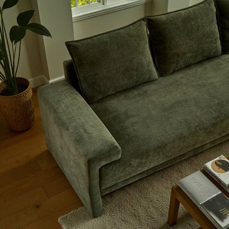 84.5" Modern Velvet Upholstered Sofa, 3-Seater Couch with Durable Wooden Frame for Living Room & Apartments