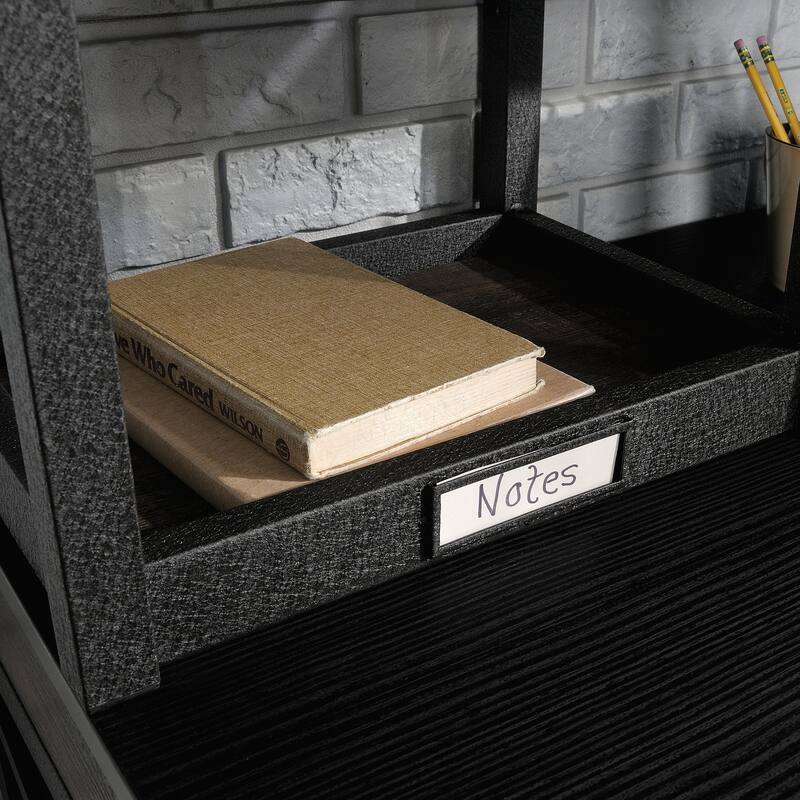 Wood Hutch with Concealed Storage, Brown - 72.05" W x 12.80" D x 38.50" H