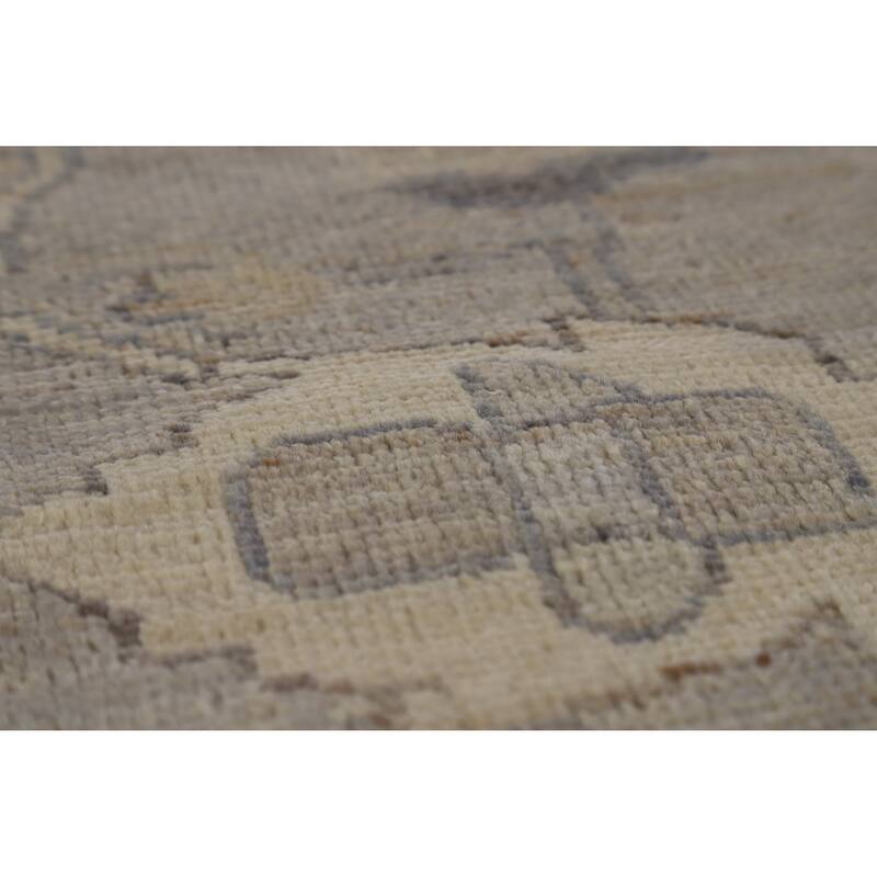 Hand Knotted Oriental 100% Wool Carpet Transitional All-Over Greys & Charcoal Oushak Area Rug - 11' 10'' X 8' 9''