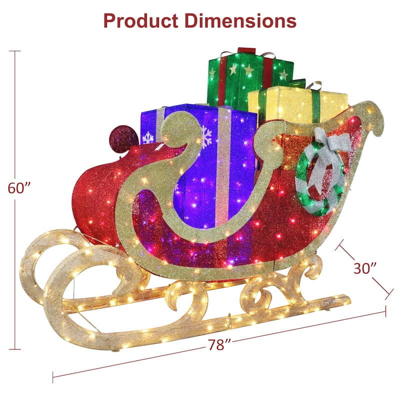 Puleo International 5' Outdoor Christmas Sleigh with Gift Boxes - Red