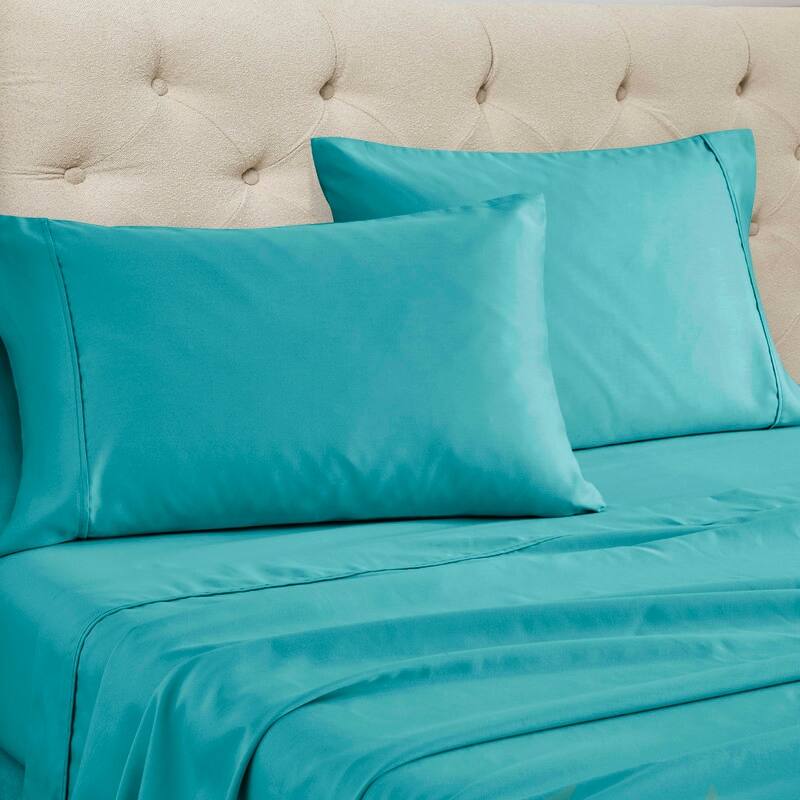 Superior Cotton Blend Solid 1500 Thread Count Deep Pocket Bed Sheet Set - Teal - 4PC Set - Twin XL