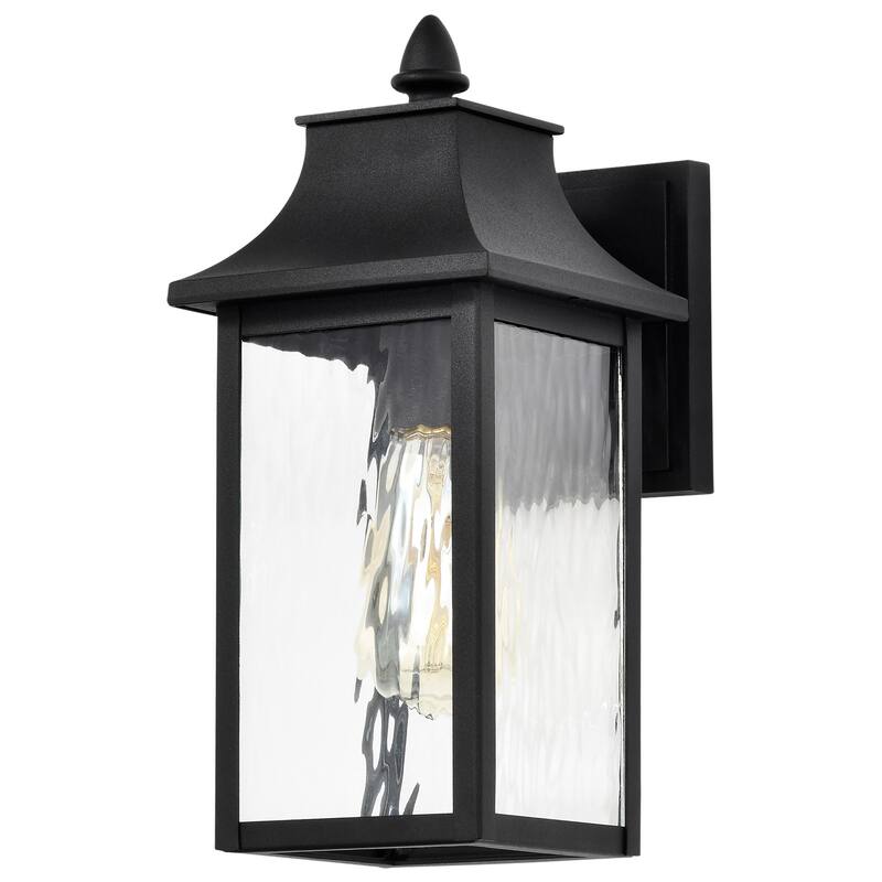 Austen Outdoor Small Wall Light Matte Black Finish Clear Water Glass