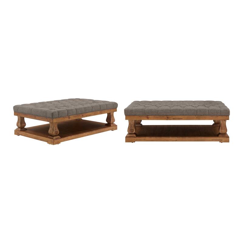 Gdansk Linen Baluster Rectangular Ottoman - Grey