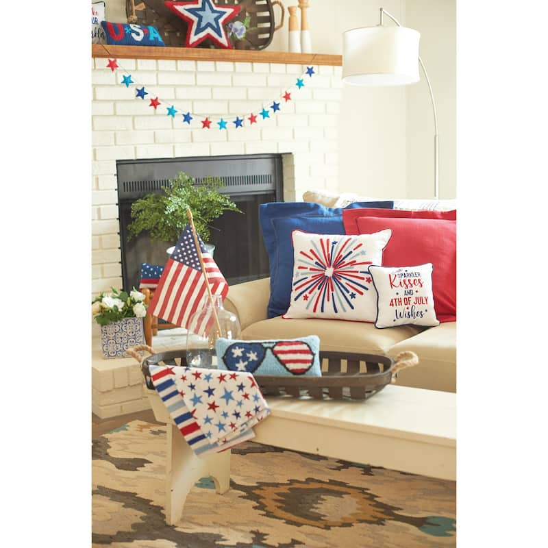 Solid Navy Flange July Fourth Throw Pillow