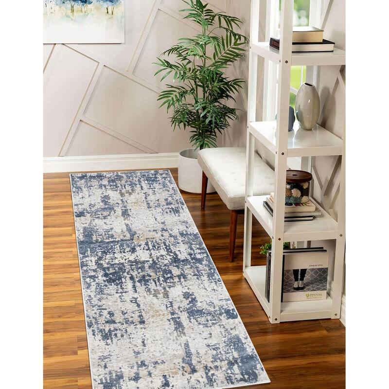 Abstract Marina Blue Beige Rug