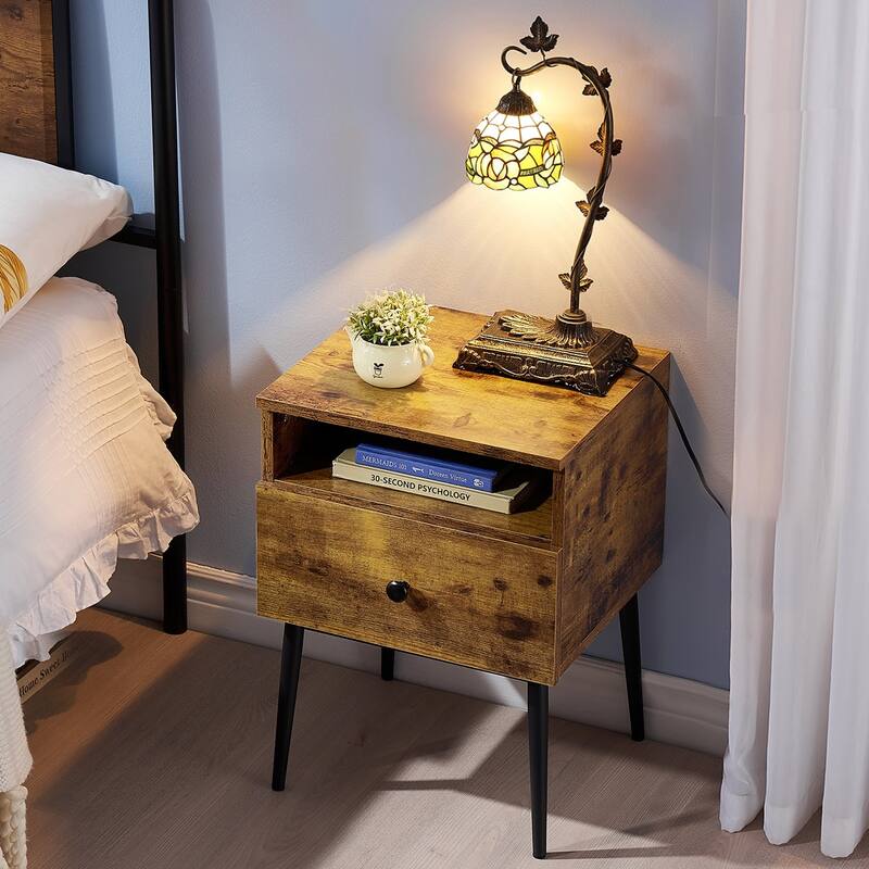 VECELO Modern 1-Drawer Wood Nightstand