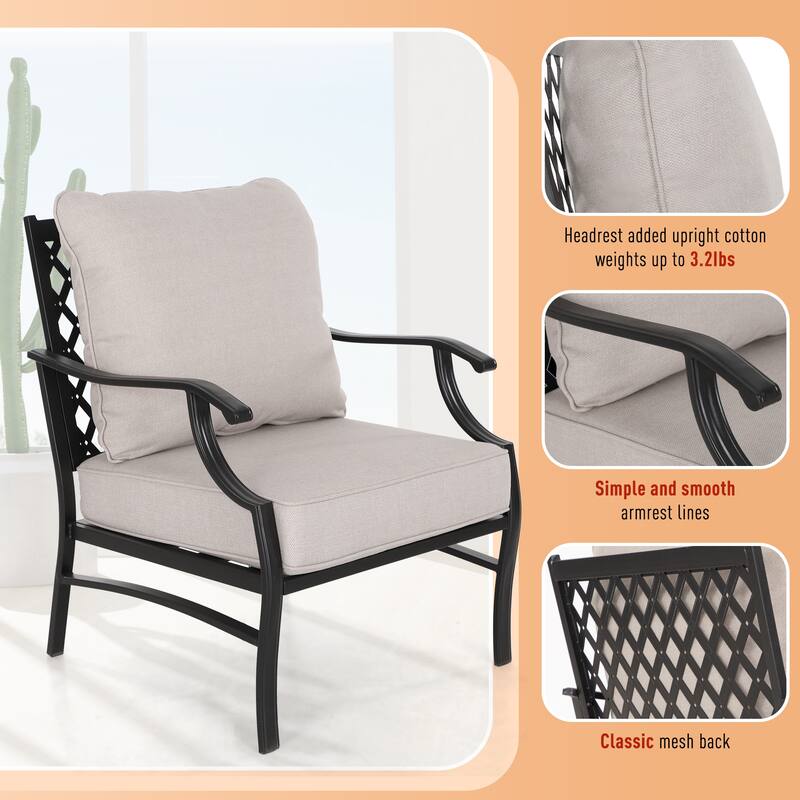 MAISON ARTS 5-Piece Patio Conversation Set with 28'' Gas Fire Pit Table