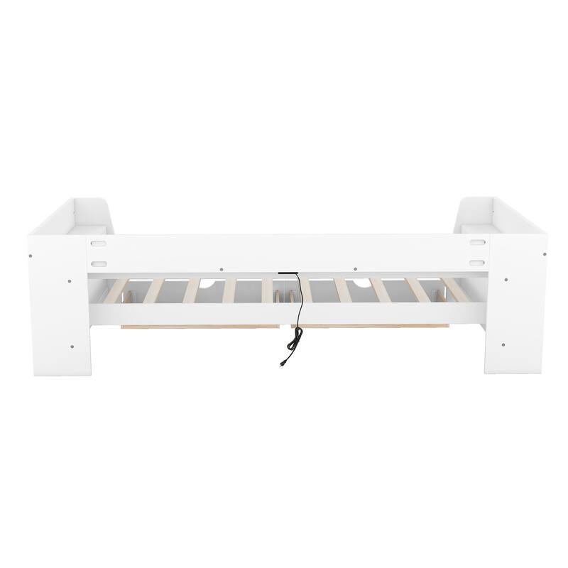 Twin Pine Daybed with Shelves, Drawers & Charging Station