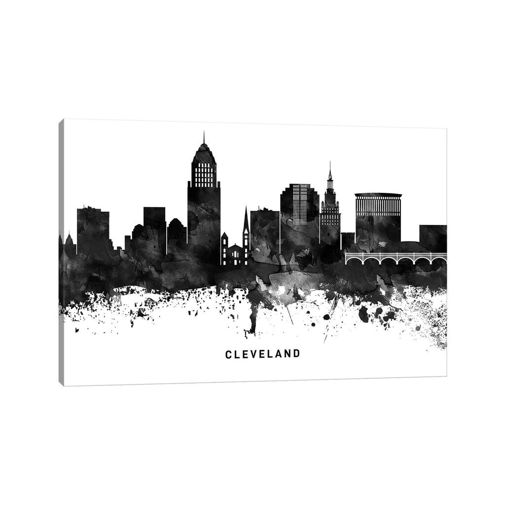 iCanvas "Cleveland Skyline Black & White" by WallDecorAddict Canvas Print