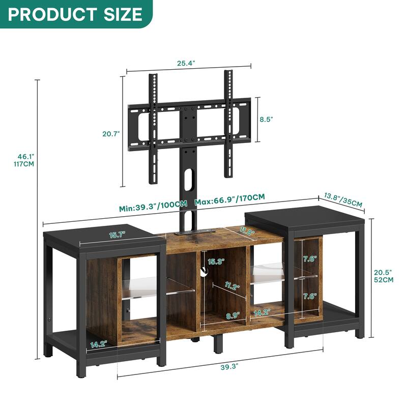 Moasis 67" LED TV Stand with Mount and Power Outlet Extendable Entertainment Center for Living Room