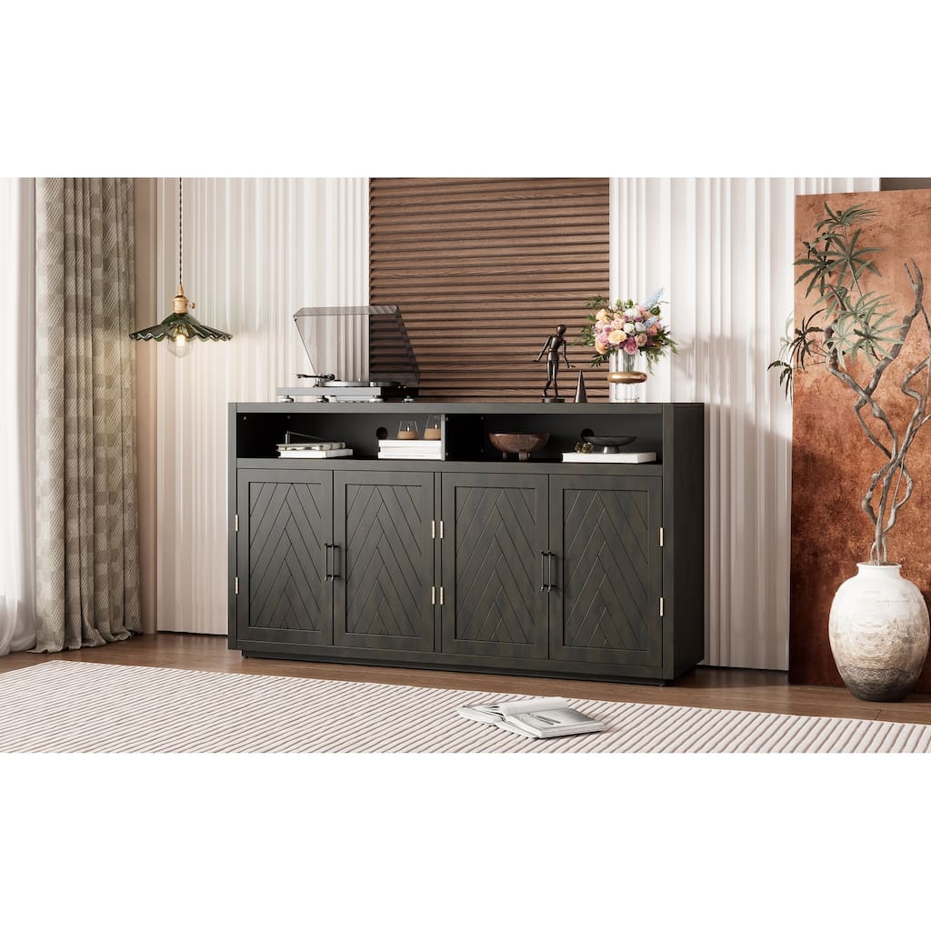Sideboard with Open Storage and Adjustable Shelves