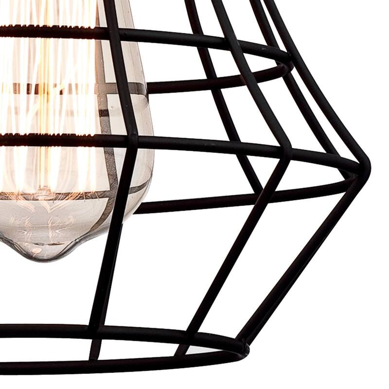 Westinghouse Lighting Nathaniel One-Light Indoor Mini Pendant, Matte Black Finish with Angled Bell Cage Shade - 1-Light