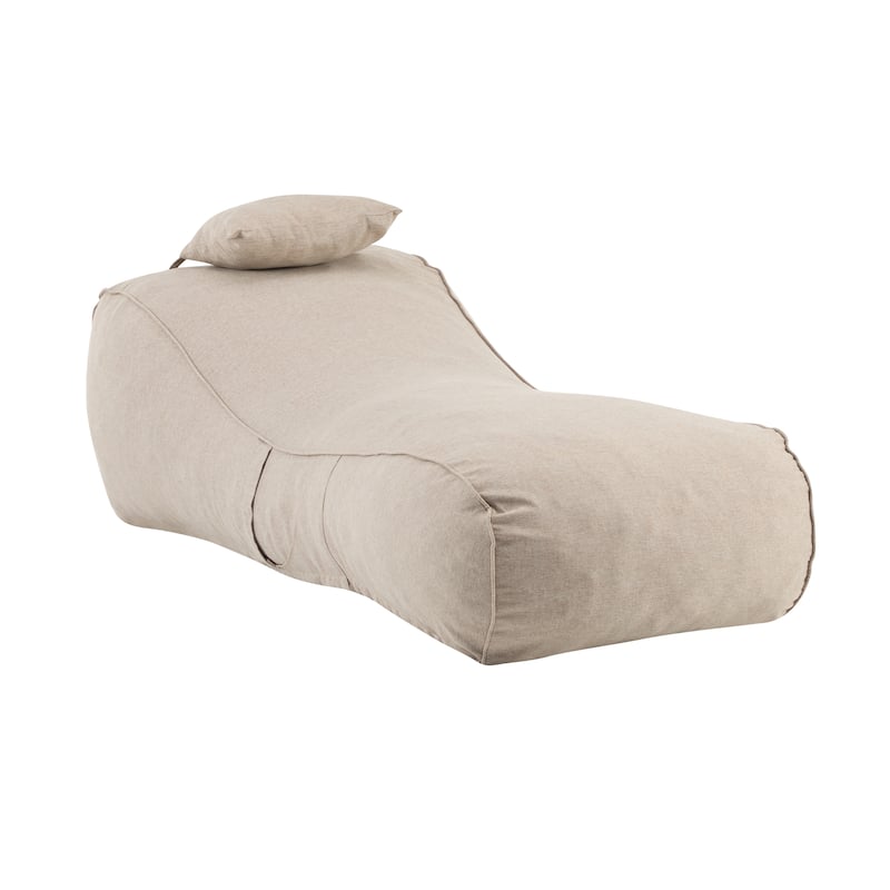 Roomfitters Lemoore Outdoor Bean Bag Lounge Chair with Headrest, Water Resistant, Dark Beige - Beige