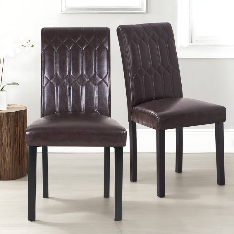 Upholstered Dining Chairs Set of 2/4/6 Modern Kitchen Table Chairs with PU Leather, Wood Legs with Rubber Footpads