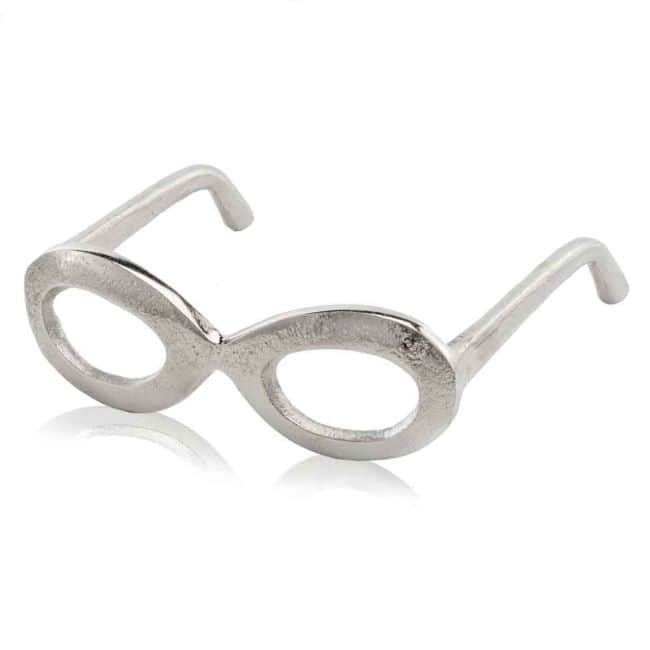 HomeRoots 8" Silver Textured Oval Glasses Tabletop Sculpture - 2.5 x 6.5 x 6.5