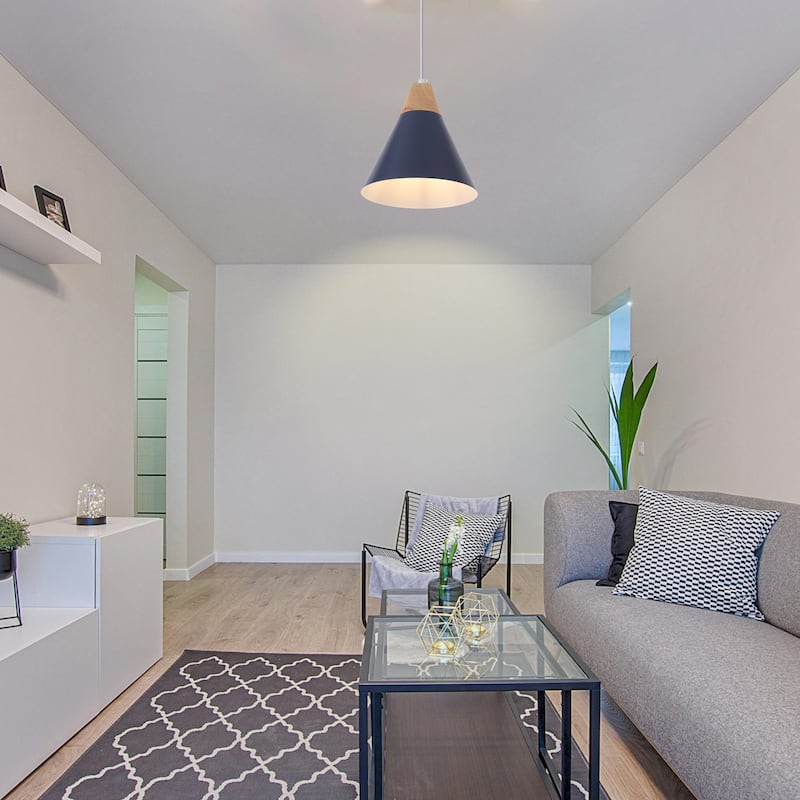 Farmhouse Pendant Light Fixture with Wood and Metal for Kitchen, Hallway,Living Room