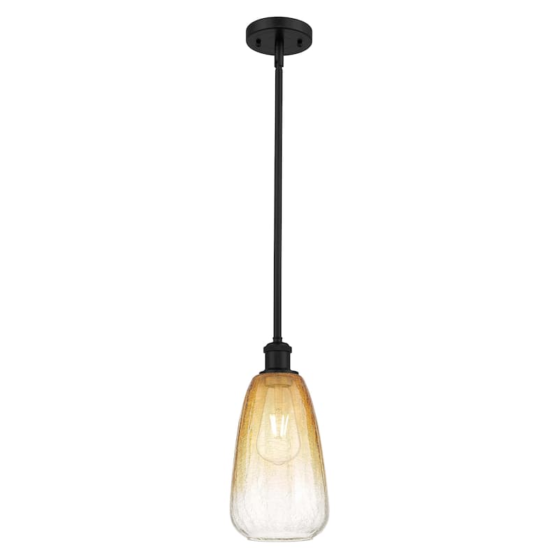 Innovations Lighting Endless Possibilities Ballston - Brookhaven Almond - 1 Light 6" Stem Hung Mini Pendant - Matte Black/Amber