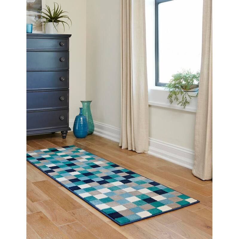 Contemporary Chorisia Collection Area Rug - 2'11"x12' - Teal
