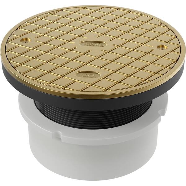 slide 2 of 2, PROFLO 5-3/4" Brass Cover with 4" Cleanout - Natural Natural