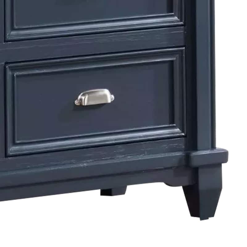 Zeny Bedroom Armoire, 48 Inch, 5 Drawers w 1 Cabinet, Slate Blue Solid Wood