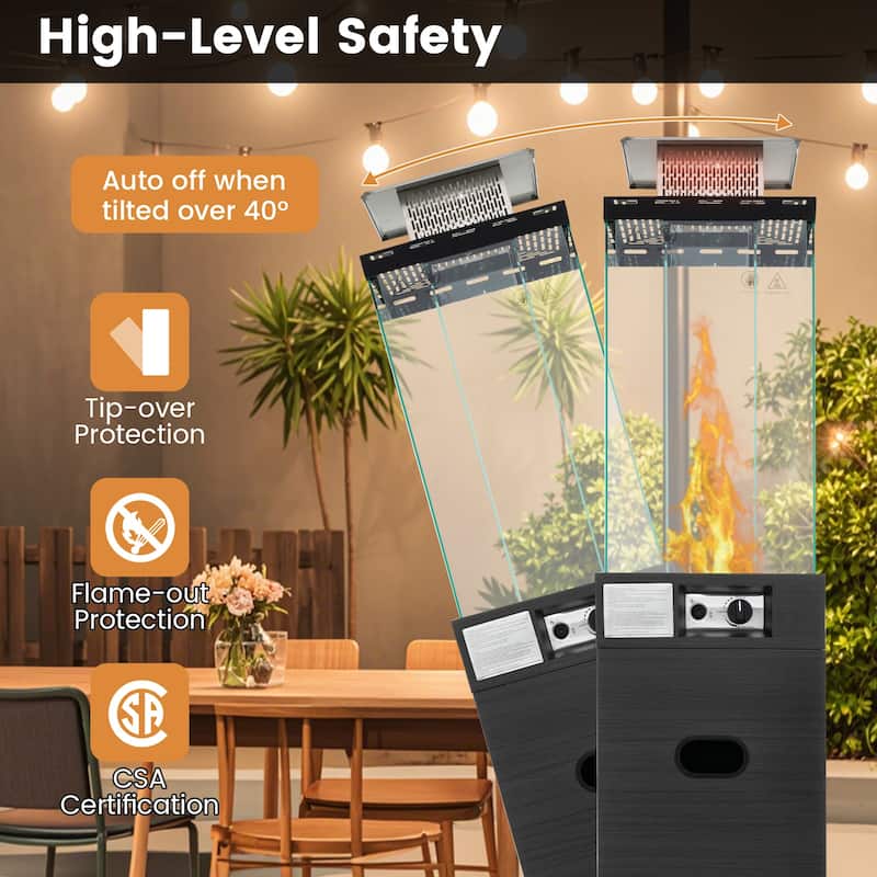 Outdoor Propane Patio Heater 40000 BTU with Wheels and Protective Cover - 17" x 17" x 68"