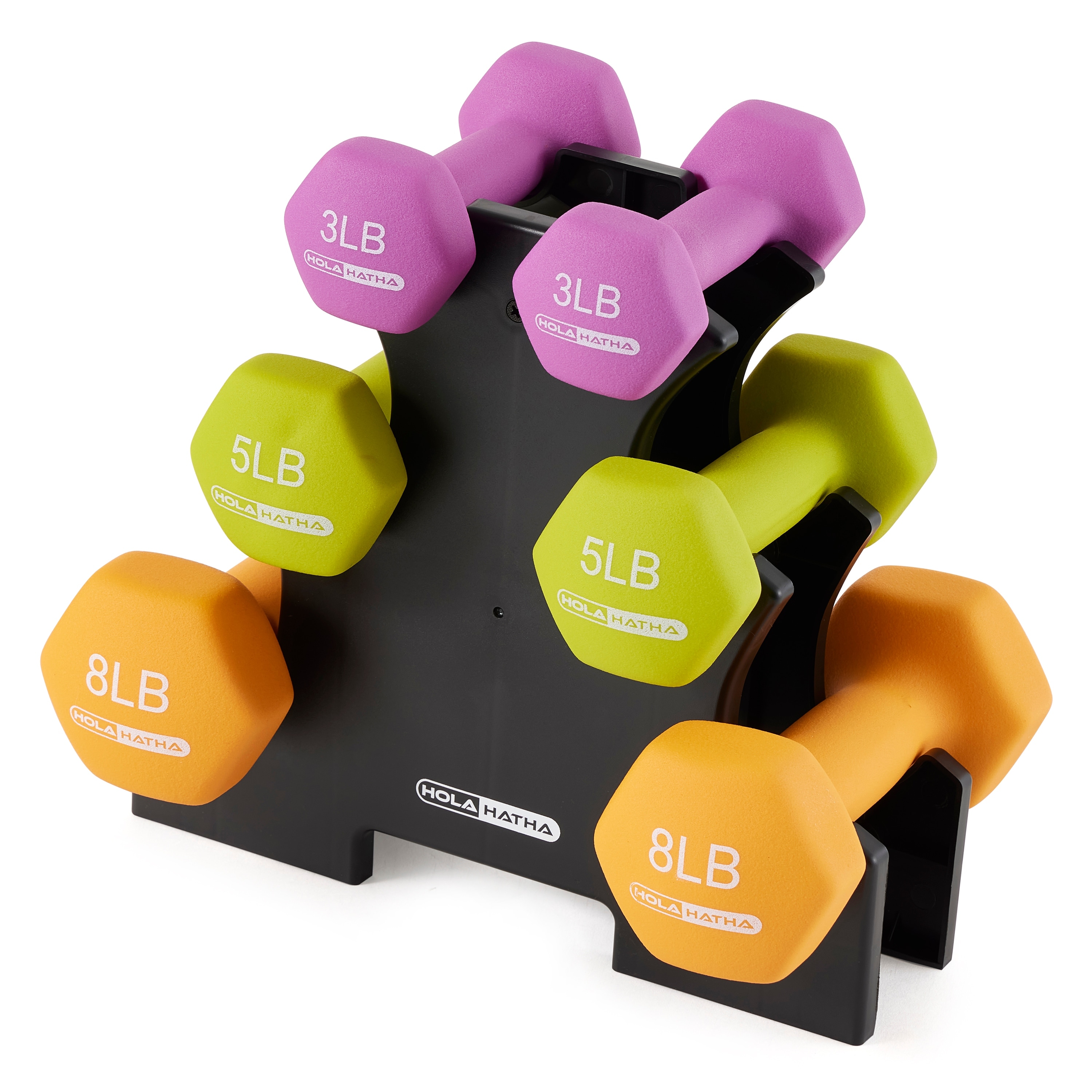 HolaHatha Dumbbell Set with 3 5 and 8 Lb Hand Weights with