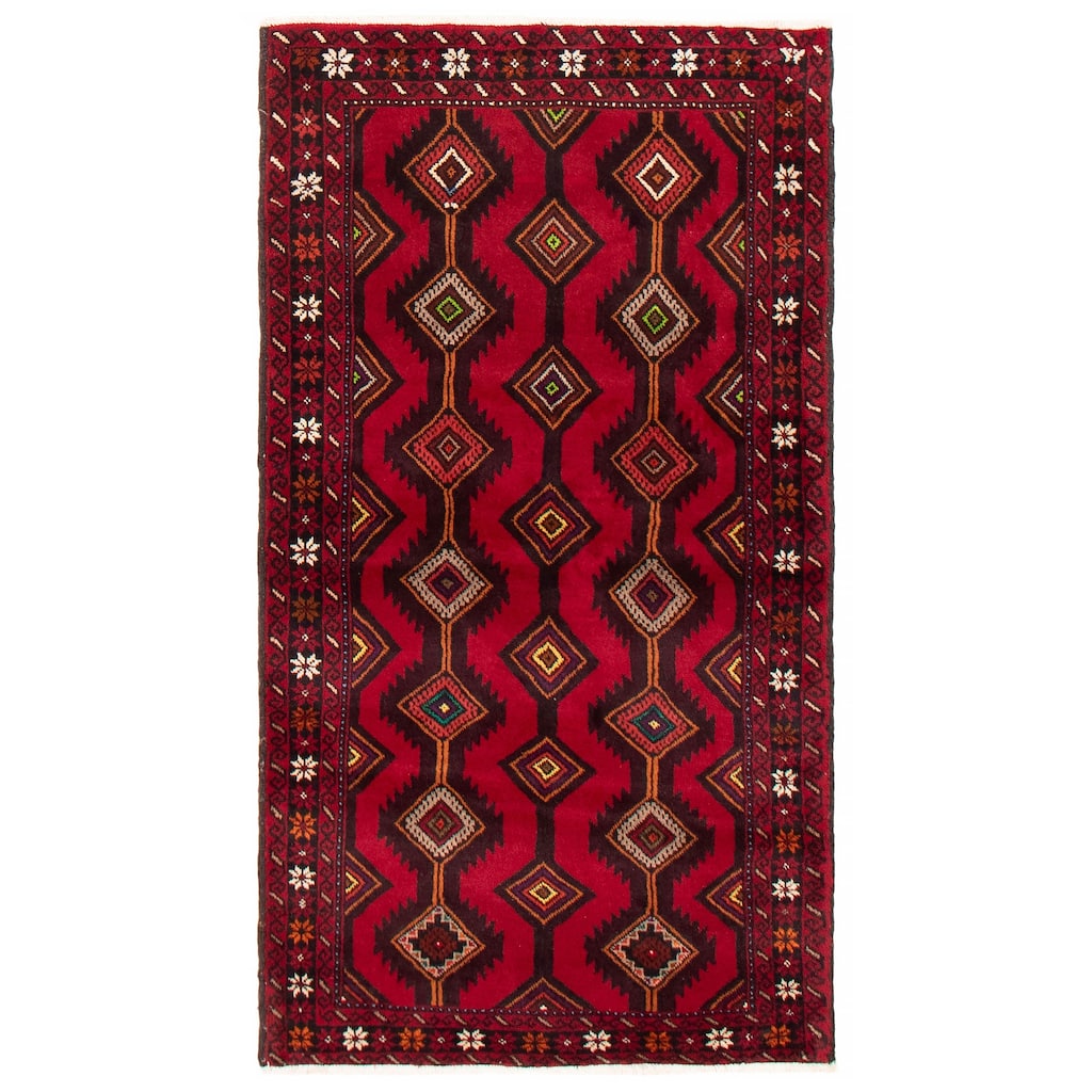 ECARPETGALLERY Hand-knotted Royal Baluch Red Wool Rug - 3'3 x 5'11