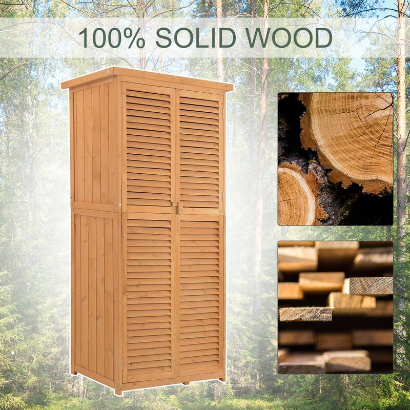 Outsunny 3' x 5' Wooden Garden Storage Shed with Asphalt Roof & 2 Large Wood Doors with Lock, Natural