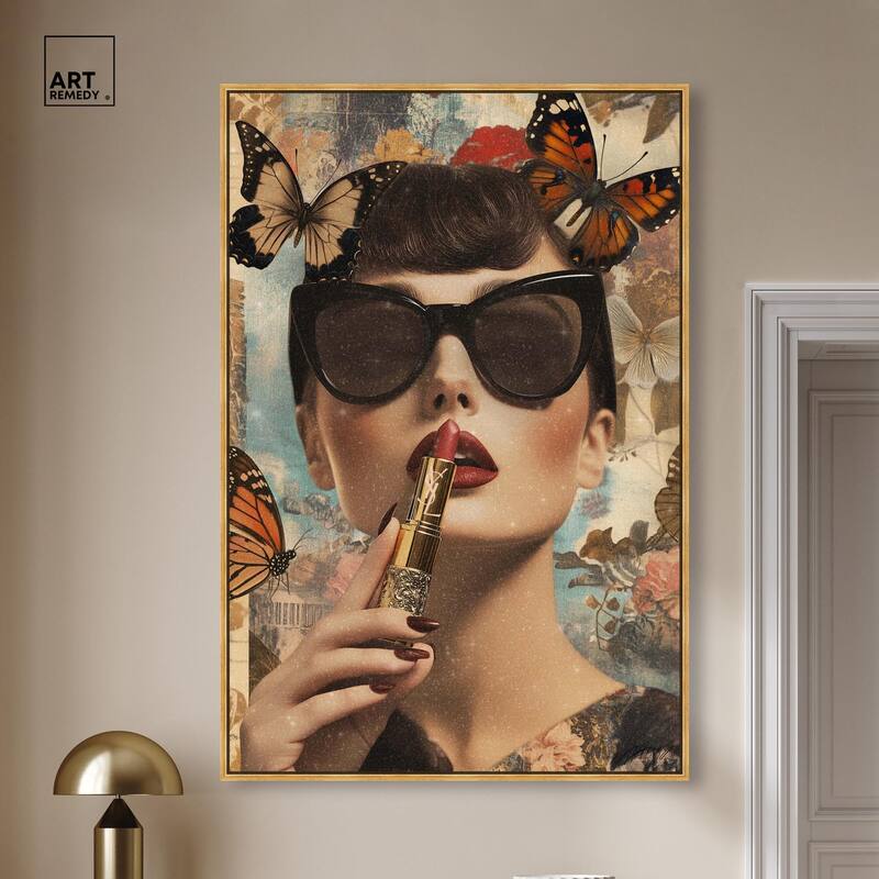 Iconic Lady Butterfly Collage II Canvas by Art Remedy
