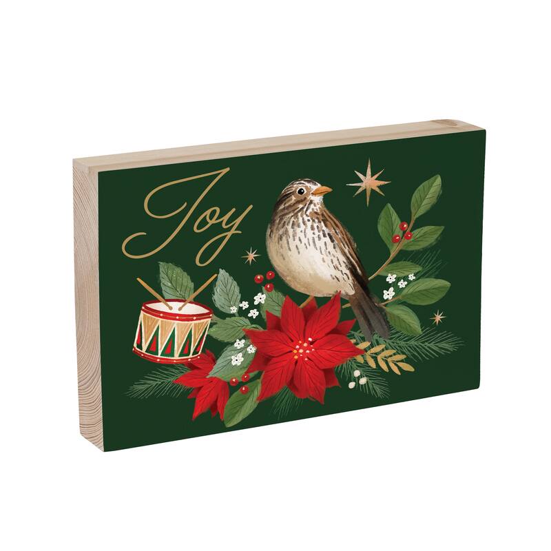 Joy Sign Wood Block - 12"L x 8"H - Multicolor