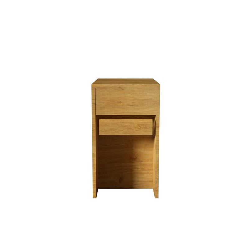 Bathroom Wall-Mounted Storage Cabinet with Two Open Shelves, Natural Oak Finish for Small Spaces - 17.91X11.81 in