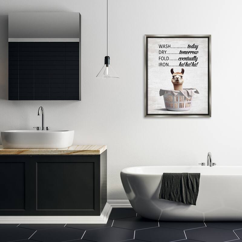 Stupell Funny Laundry Timing Framed Floater Canvas Wall Art Design By Lettered and Lined