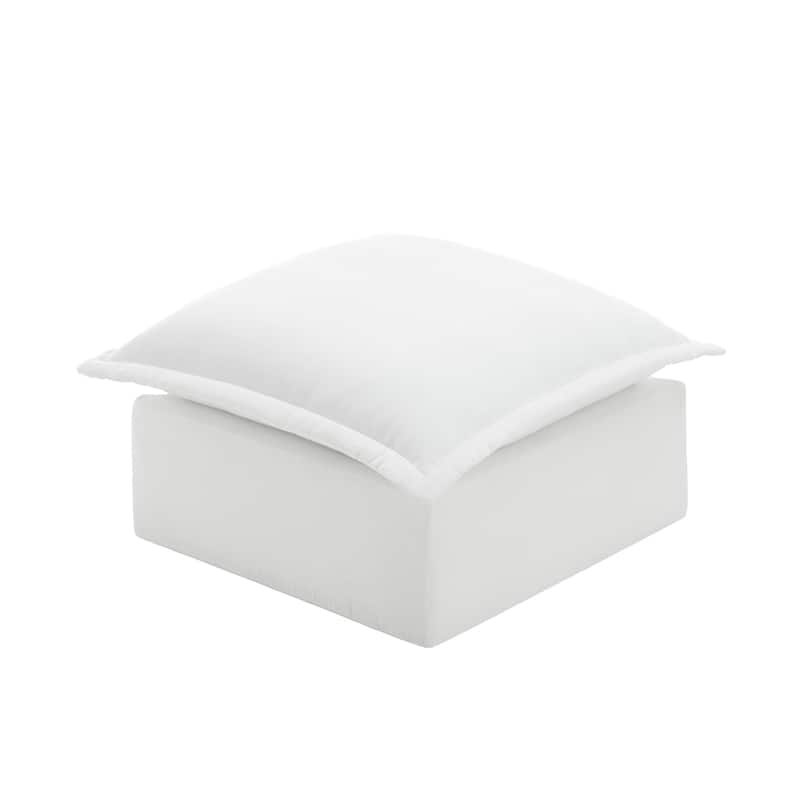 31.7"W Oversized Chenille Upholstered No Assembly Square Ottoman - Beige