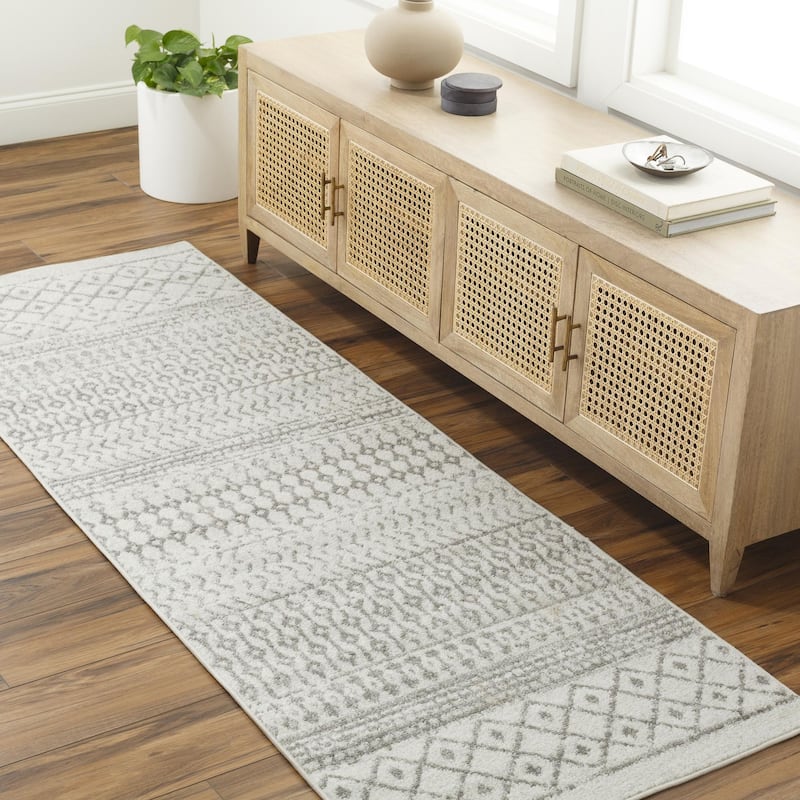 Livabliss Elaziz Moroccan Geometric Area Rug - Dark Grey - 2' 7" x 18'