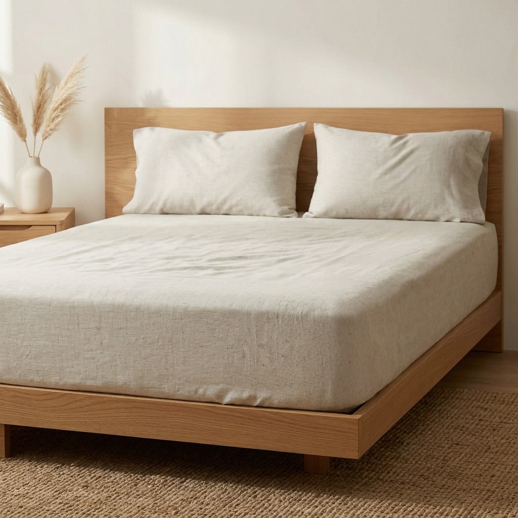 Highland Feather Bamboo Linen 3-Piece Fitted Sheet Set - 1 Fitted Sheet & 2 Pillowcases