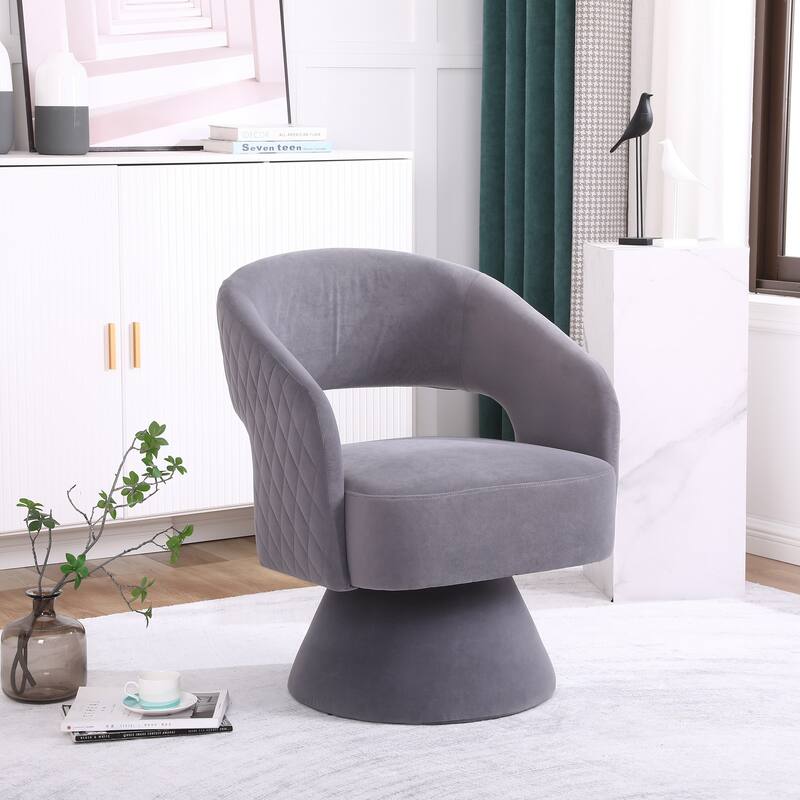 Swivel Accent Chair Armchair, Round Barrel Chair in Fabric for Living Room Bedroom - Grey