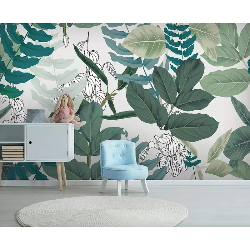 GK Wall Design Tropical Leaves Drawing Exotic Leaf Removable Wallpaper
