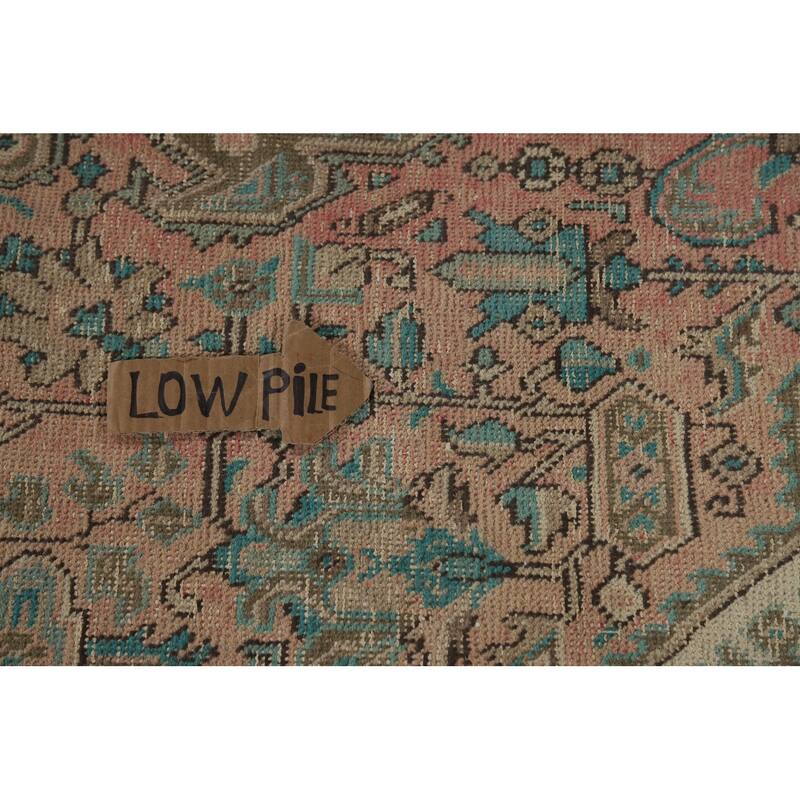 Pink Geometric Tabriz Persian Area Rug Hand-Knotted Wool Carpet - 6'7" x 9'3"