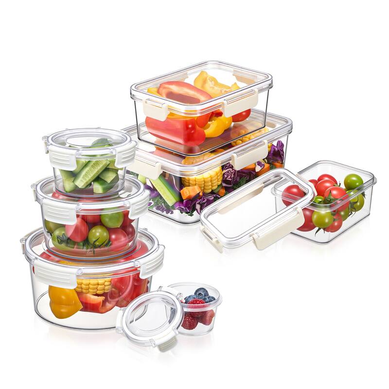 Sorbus BPA-Free Food Storage Container Set, Stackable & Nestable Plastic Containers with Snap-On Lids