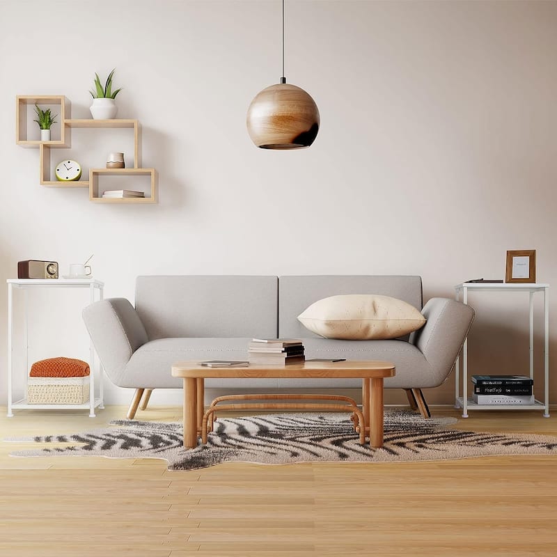 2 Tier Small End Table with Open Storage Shelf,Set of 2