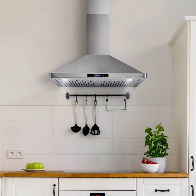 Tieasy Wall Mount Range Hood 30 inch Kitchen Vent Hood 700 CFM On